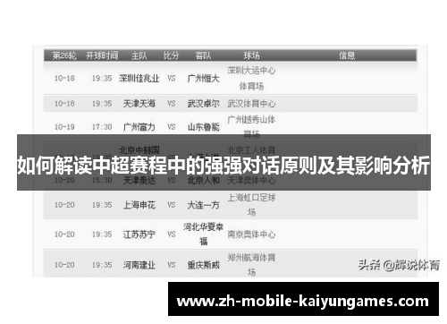 如何解读中超赛程中的强强对话原则及其影响分析